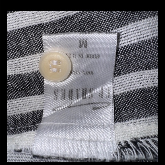 CP Shades Linen Stripe Shirt Dress Black White Button Front Tunic Minimalist - Picture 11 of 13